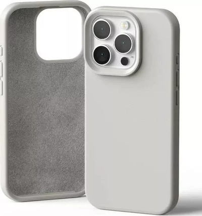 Kapak telefoni Mercury Silicone për iPhone 16 Pro 6.3", Stone, gri e hapur