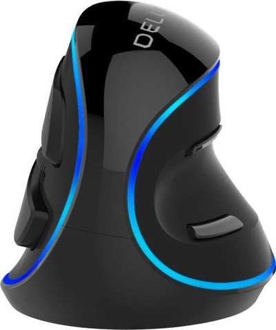 Maus gaming vertikal Delux M618PU, me kabllo USB, me dritë LED blu, i zi