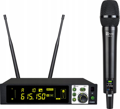 Set mikrofon pa tel Avtek WM 1H, me mikrofon dore, marrës me dy antena, i zi