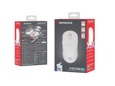 Maus gaming Genesis Zircon XIII, pa kabllo, RGB, i bardhë