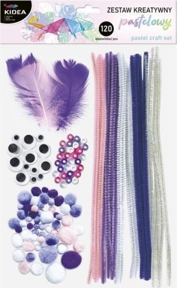 Set kreativ Kidea Pastel Craft Set, 120 copë, me ngjyra pastel