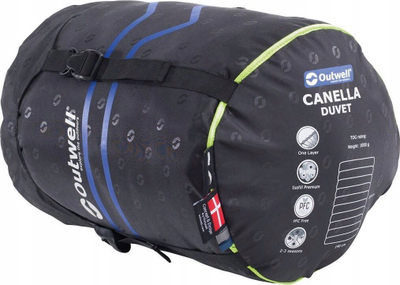 Jorgan kampingu Outwell Canella Duvet, 200 x 135 cm, poliester, blu e errët