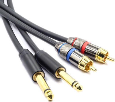 Kabllo Mozos Jack 6.3mm - RCA (Cinch) x 2 3m (MCABLE-2JT2R)