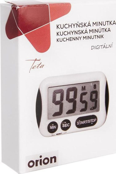 Kronometër digjitale për kuzhinë, me mbajtëse, grep edhe magnet, e bardhë