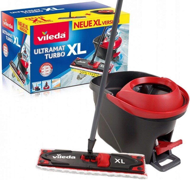 Mop me kovë Vileda Ultramax Turbo XL, 42cm, rrotullues, e kuqe