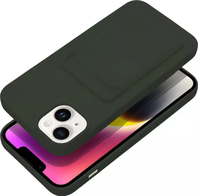 Mbrojtëse telefoni Forcell Card Case për iPhone 14 Plus, silikoni, me xhep kartash, jeshile e errët