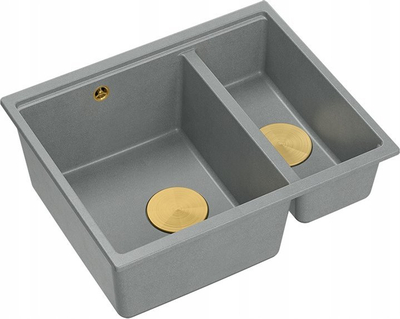 Lavaman kuzhine QUADRON LOGAN 150, 1.5 legen, granit, gri me GOLD PVD