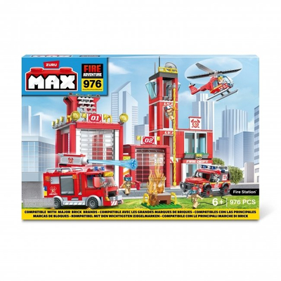 Set me tulla Zuru Max Fire Station, 976 copa, 6+, i kuq