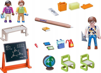 Set lodrash Playmobil School Carry Case, klasa e shkollës, me figura dhe gjëra shoqëruese, me ngjyra të ndryshme
