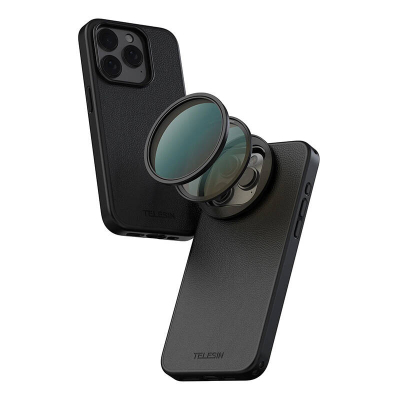 Set filtër telefoni TELESIN CPL VND, me kapak mbrojtës, për iPhone 15 Pro 15 Pro Max, i zi