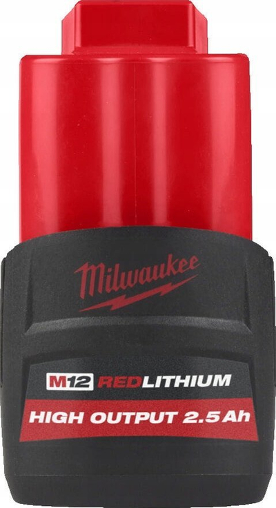 Bateri për vegla Milwaukee M12 HB2.5, 12V, 2.5Ah, e zezë