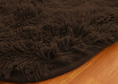 Tapet shaggy Thick Soft Plush, 60x120cm, fibrë sintetike, kafe e errët