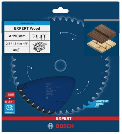 Disk sharrë për dru Bosch Expert Wood 190mm, 48 dhëmbë, blu