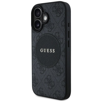 Маска за телефон Guess 4G Circle Classic Logo MagSafe, за iPhone 16 6.1", црна
