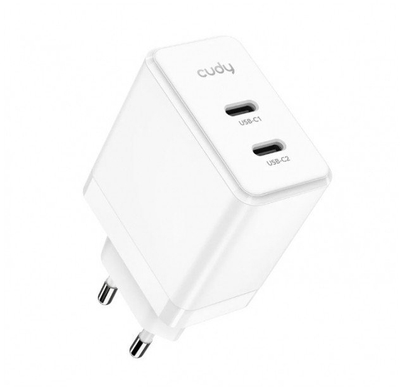 Полнач Cudy 40W, 2 порти USB-C, ЕУ приклучок, бел