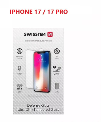 Qelq mbrojtës Swissten për iPhone 17 17 Pro, 9H, 2.5D, transparent