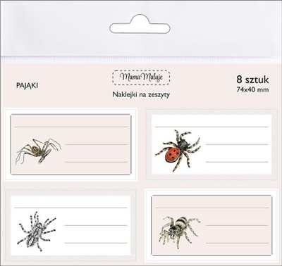 Ngjitëse dekorative Mama Paints Spiders, set 8 copë, me merimanga, shumëngjyrëshe