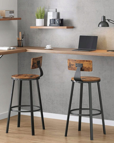 Karrige bari OSKAR Loft, set me 2 copë, me shpini, kafe me të zezë