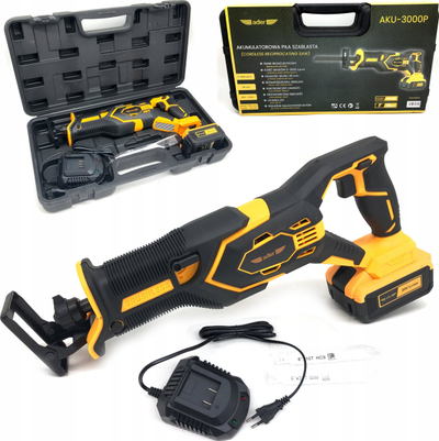 Sharë reciproke me bateri Adler AKU-3000P, 20V 4Ah, brushless, e verdhë me të zezë