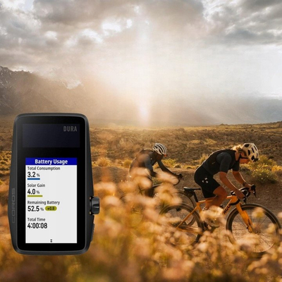 Kompjuter biçiklete Coros Dura Solar GPS, ekran 2.7", navigim me hartë, i zi