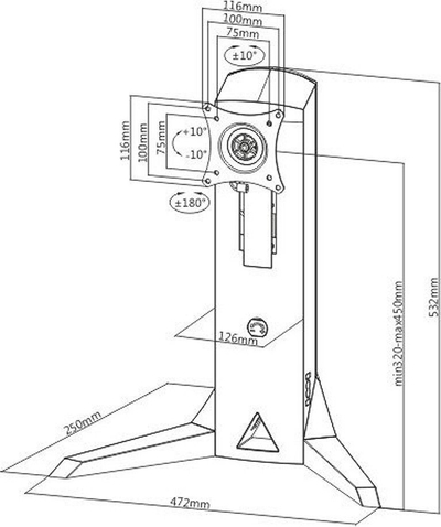 Mbajtëse tavoline për monitor Techly ICA-LCD G27, 13"-32", krah i rregullueshëm, e zezë