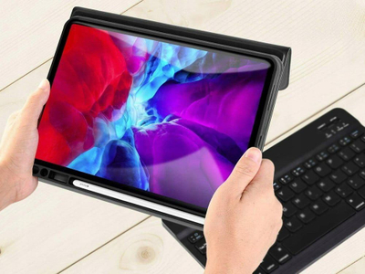Këllëf me tastierë Bluetooth për iPad Air 4 10.9", me lëkurë eco, i zi