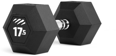Hantelë tiguar HEX, 17.5 kg, gome, e zezë
