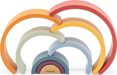 Lodër druri sorter Viga Toys Rainbow PolarB, 8 pjesë, Montessori, shumëngjyrëshe