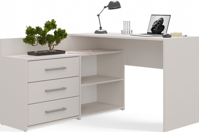 Tavolinë këndi për zyrë Desk DANA KASHMIR, me 3 sirtarë, në formë L, ngjyrë cashmere