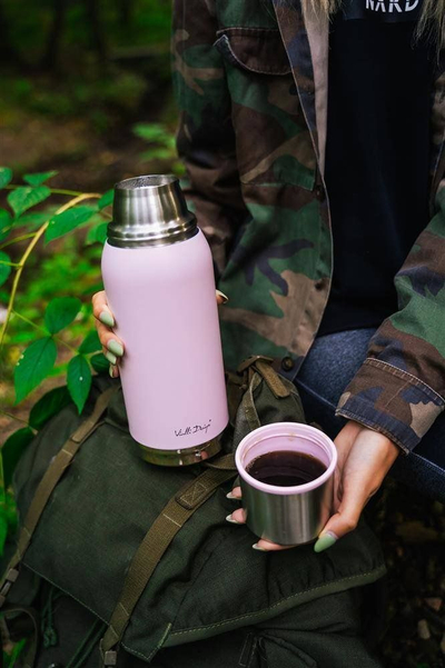 Termus VIALLI DESIGN Tourist Thermos FUORI, 1L, çelik inoksi, rozë