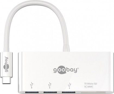 Hub Goobay 62097 USB C, 3x USB 3.2, lexues karte MicroSD, i bardhë