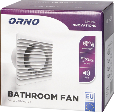 Ventilator banjo Orno Quiet, 100mm, standard, i bardhë