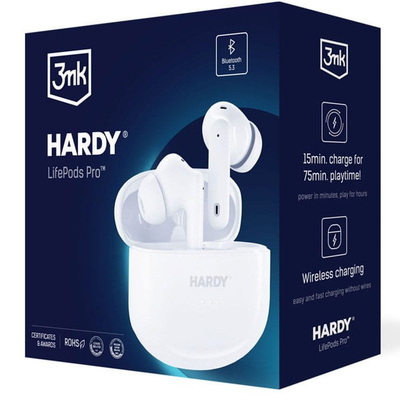 Kufje wireless 3MK HARDY LifePods Pro, Bluetooth 5.3, ANC, të bardha