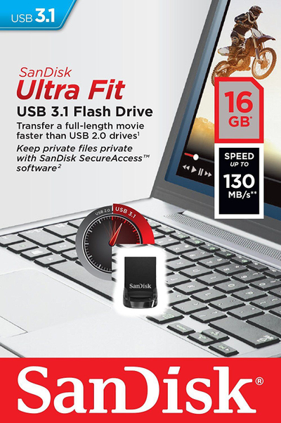 USB SanDisk Ultra Fit, USB 3.2, 16GB, i zi