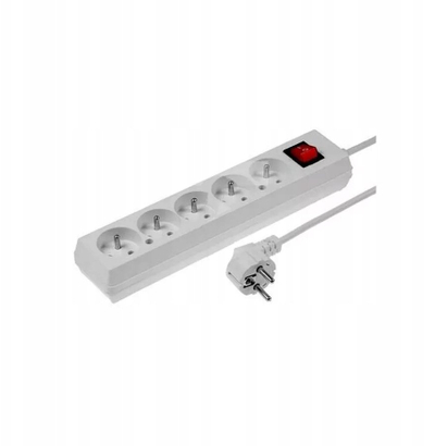 Zgjatues elektrik KBL PS-570WS/3,0, 5 priza, me ndërprerës, i bardhë