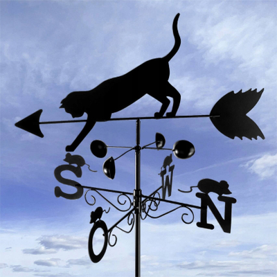 Shigjetë ere Wenko Weather Vane Cat, metal, 170cm, e zezë