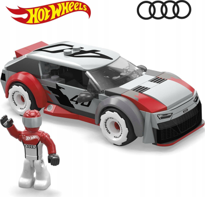 Set ndërtimi MEGA Hot Wheels Audi RS 6 GTO, 77 pjesë, 5+, gri me të kuqe