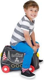 Valixhe për kalamaj Trunki Pedro Pirate, me rrota, për hipje, e zezë