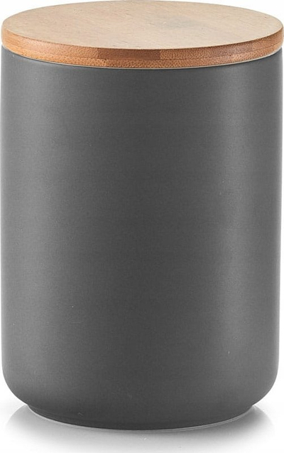 Kavanoz qeramik Zeller Anthracite, kapak bambuje, 650 ml, gri antracit