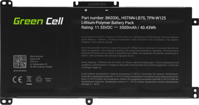Bateri laptopi Green Cell BK03XL për HP Pavilion x360 14-BA, litium polimer, e zezë
