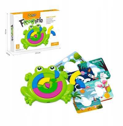 Lojë puzzle logjike 2 në 1 Frog, arsimore për fëmijë, shumëngjyrëshe