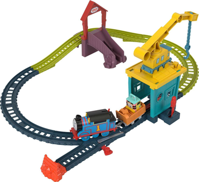 Set trenash Mattel Thomas &amp; Friends Crane Track Set, me lokomotivë me bateri, 18 pjesë, shumëngjyrësh