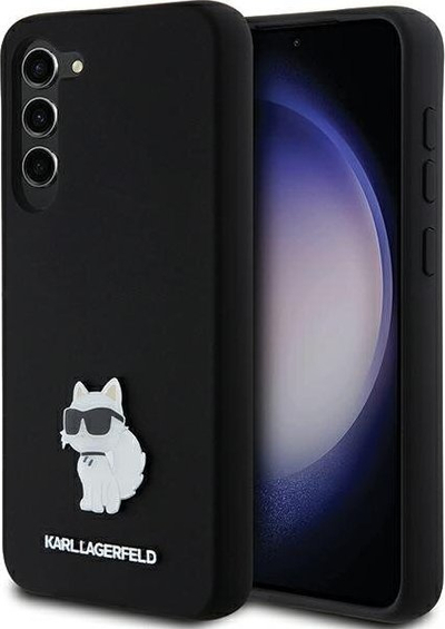 Mbulesë telefoni Karl Lagerfeld Silicone Choupette Metal Pin, për Samsung Galaxy S23+, silikoni, e zezë