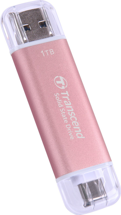 SSD i jashtëm Transcend ESD310, 1TB, USB-C dhe USB-A, rozë metalike