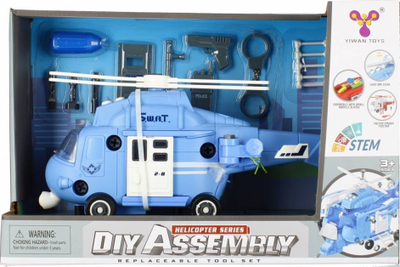 Lodër helikopter Mega Creative DIY Assembly, me vegla montimi, polic S.W.A.T, blu