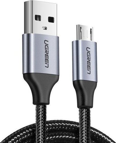 Kabllo USB Ugreen, USB-A në microUSB, 0.25 m, e zezë