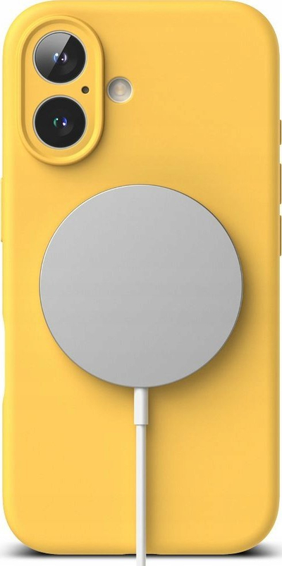 Kapak telefoni Ringke Magnetic Silicone MagSafe, për iPhone 16, silikon i lëngshëm, i verdhë