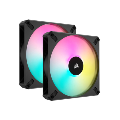 Вентилатор за ПК Corsair AF140 ELITE RGB, 140mm PWM, двојно пакување, црн