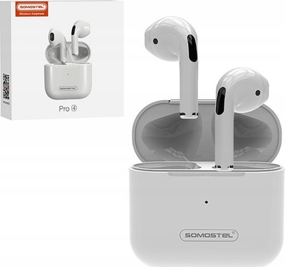 Kufje Bluetooth Somostel Pro 4 TWS, BT 5.3, me kuti karikimi, të bardha