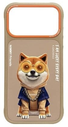 Mbulesë telefoni Nimmy Case Glasses Cool Dog për iPhone 17 Pro, me figurë qeni, bezhë